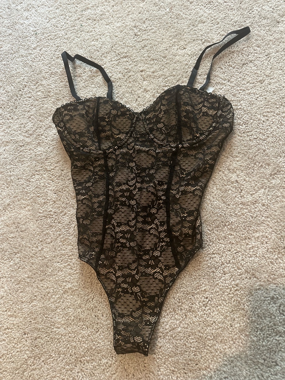 Lulus Black Lace Bodysuit - Women Intimates Size Medium